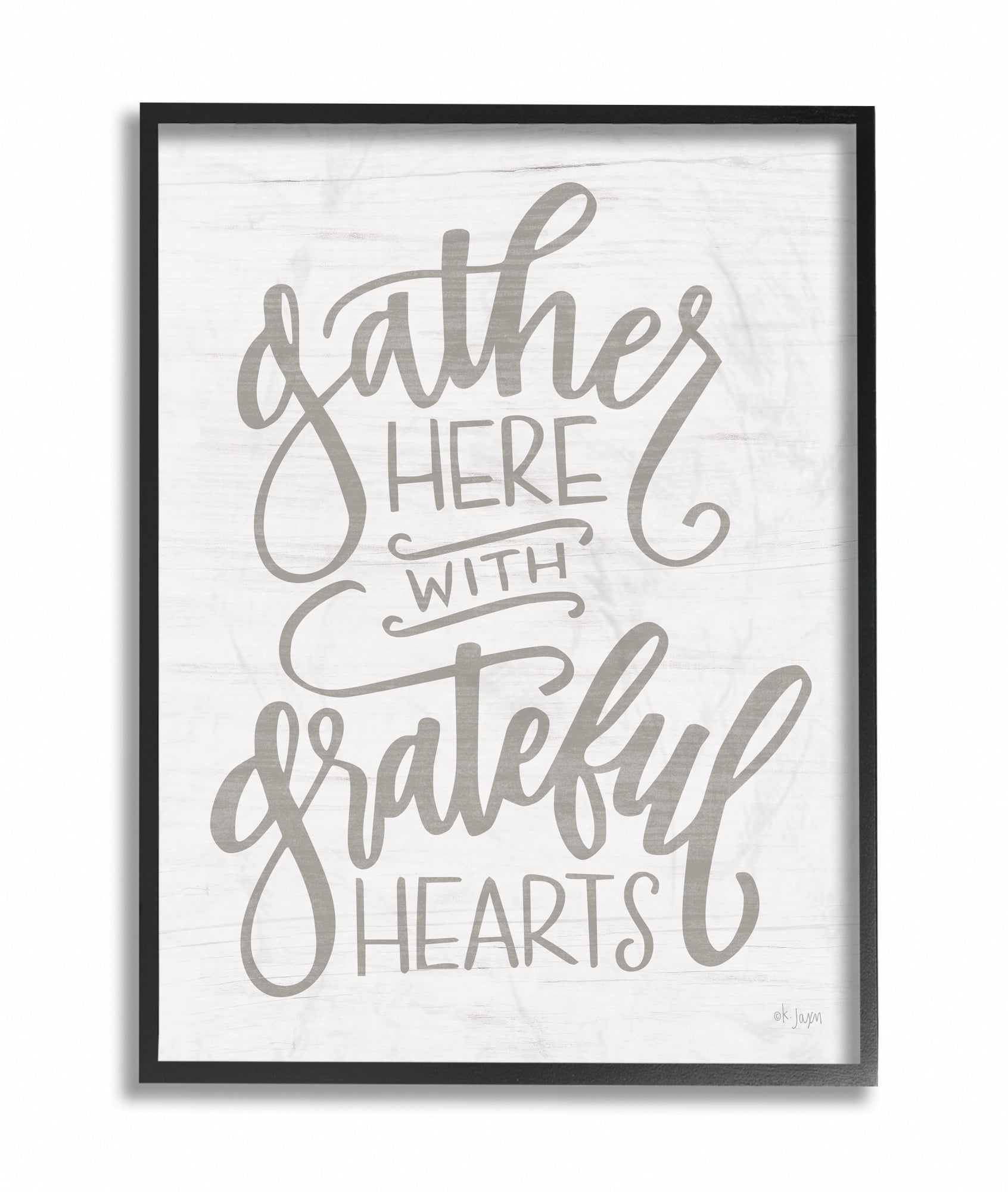 Stupell Industries Gather Here Family Gray White Word Design Framed Wall Art by Jaxn Blvd.