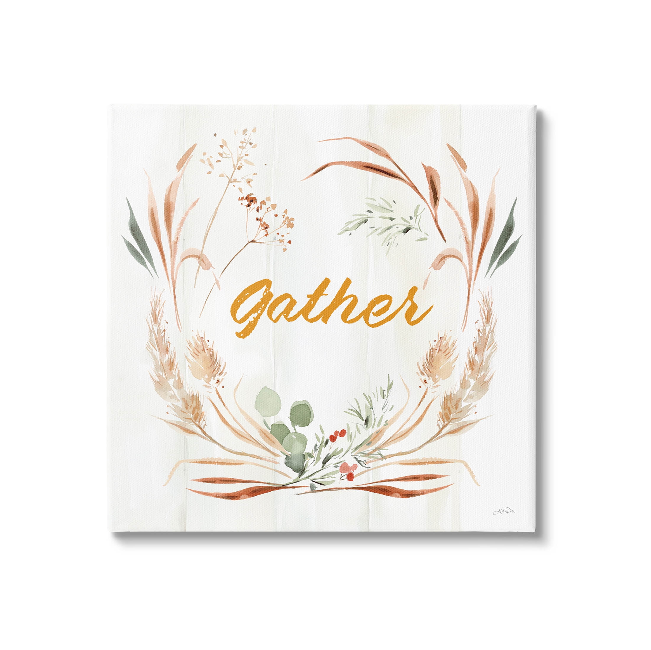Stupell Industries Gather Phrase Herbs Wreath Graphic Art Gallery Wrapped Canvas Print Wall Art, Design by Katrina Pete