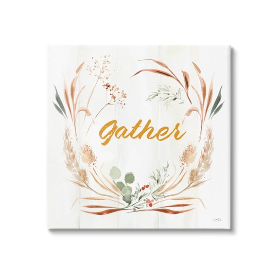 Stupell Industries Gather Phrase Herbs Wreath Graphic Art Gallery Wrapped Canvas Print Wall Art, Design by Katrina Pete