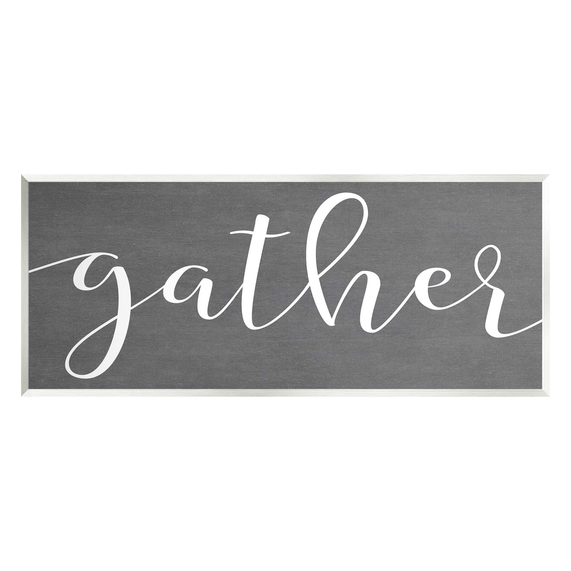 Stupell Industries Gather Rustic Family Calligraphy Cursive Sign Graphic Art Unframed Art Print Wall Art, Design by Lettered and Lined