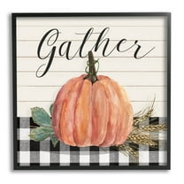 Stupell Industries Gather Seasonal Botanical Pumpkin Graphic Art Black Framed Art Print Wall Art, Design by Livi Finn