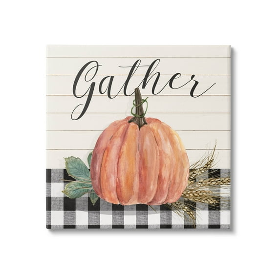 Stupell Industries Gather Seasonal Botanical Pumpkin Graphic Art Gallery Wrapped Canvas Print Wall Art, Design by Livi Finn