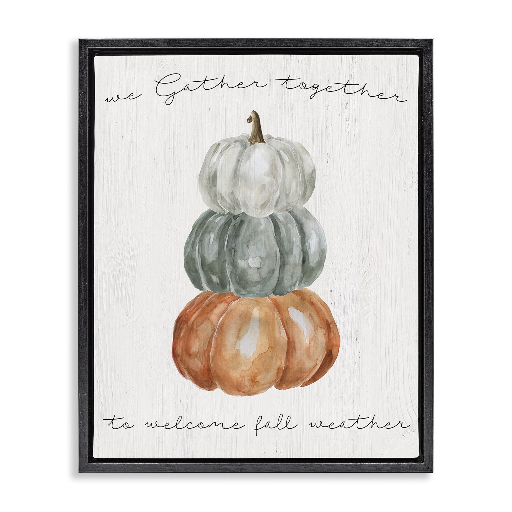 Stupell Industries Gather Together Fall Weather Black Framed Floater Canvas Wall Art, design by Livi Finn