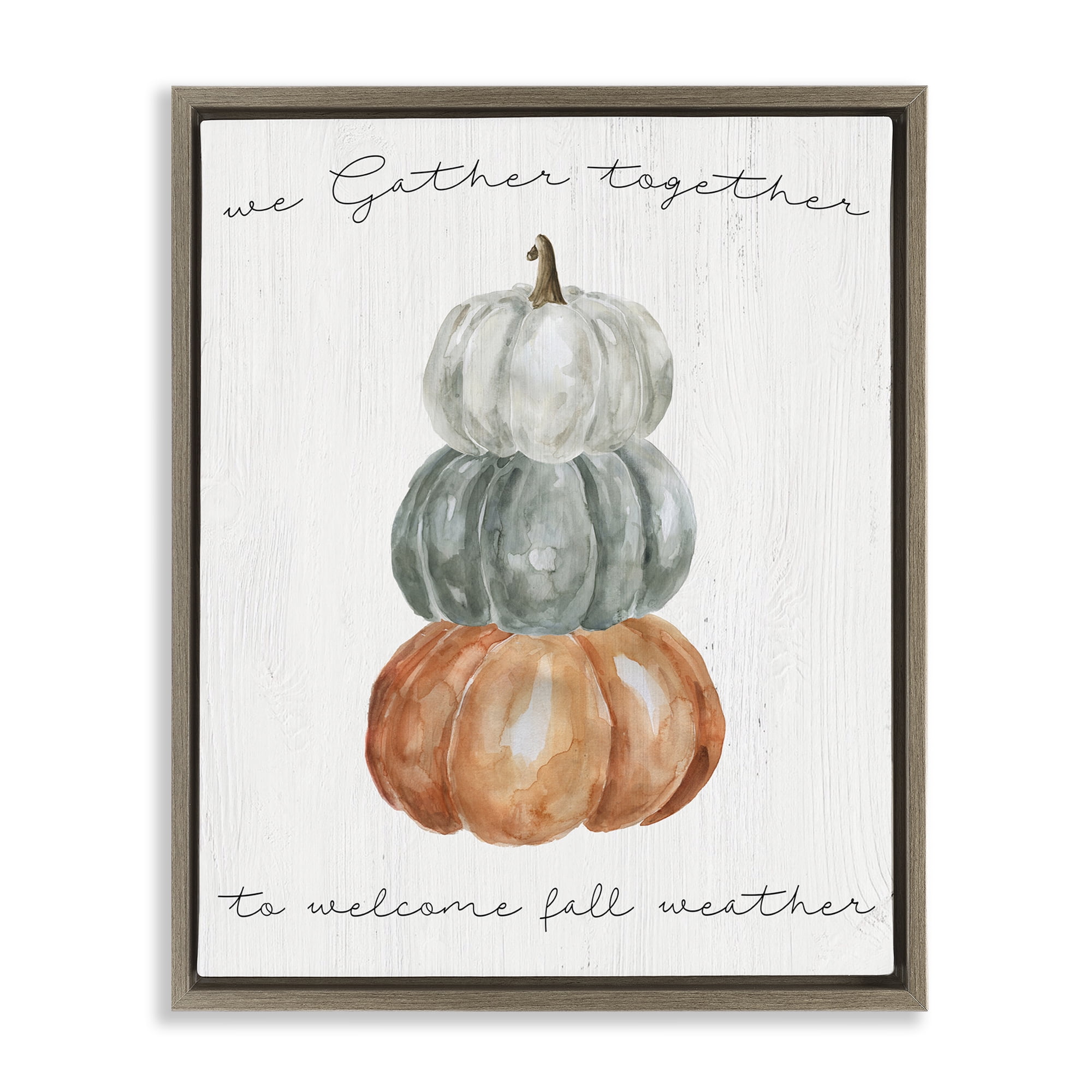 Stupell Industries Gather Together Fall Weather Brown Framed Floater Canvas Wall Art, design by Livi Finn