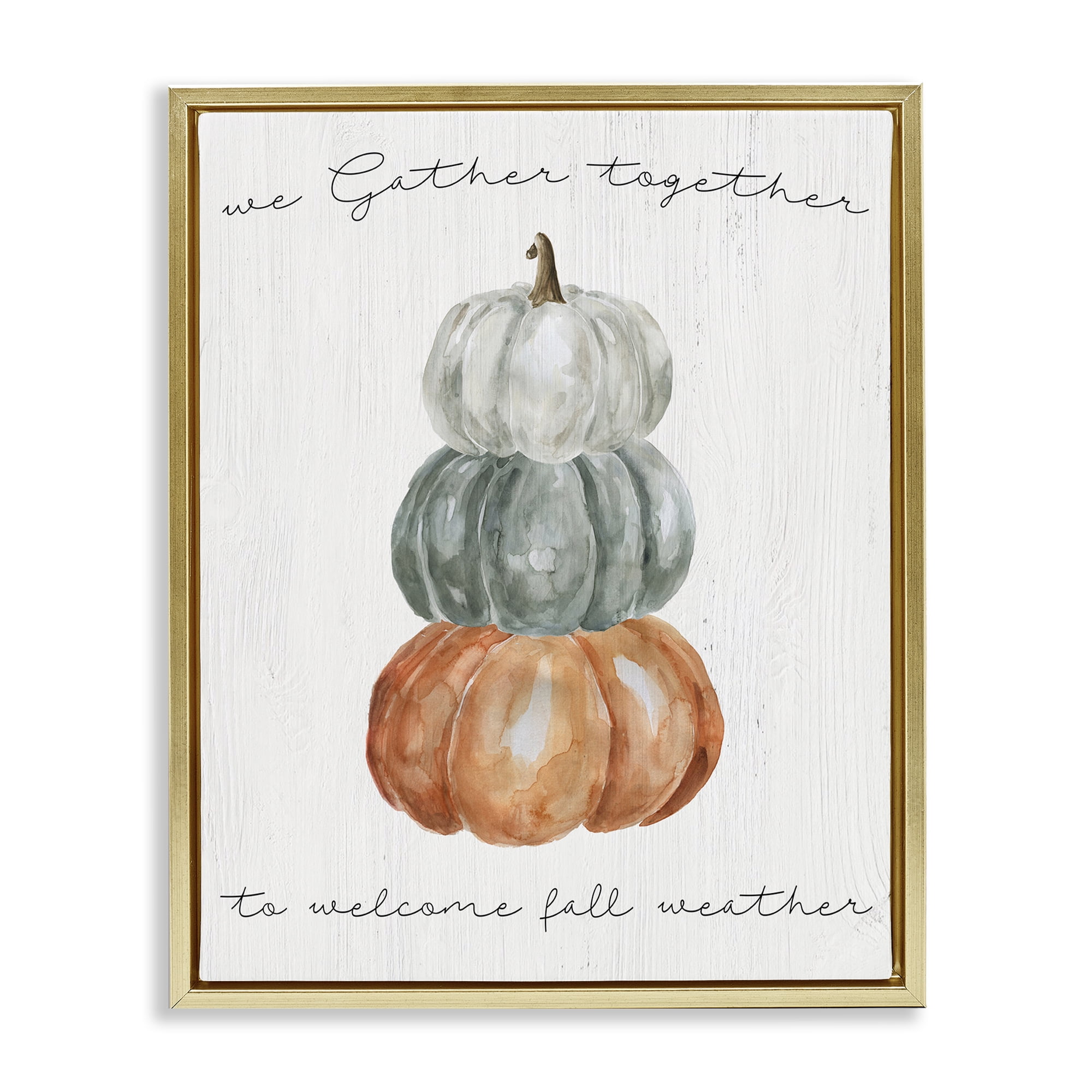 Stupell Industries Gather Together Fall Weather Gold Framed Floater Canvas Wall Art, design by Livi Finn