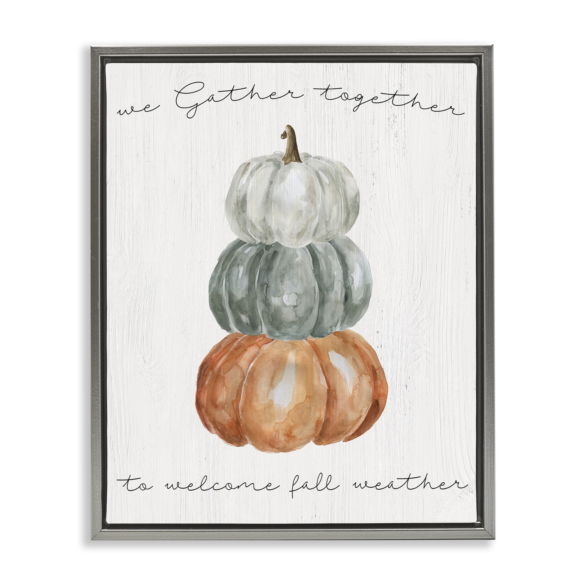 Stupell Industries Gather Together Fall Weather Gray Framed Floater Canvas Wall Art, design by Livi Finn