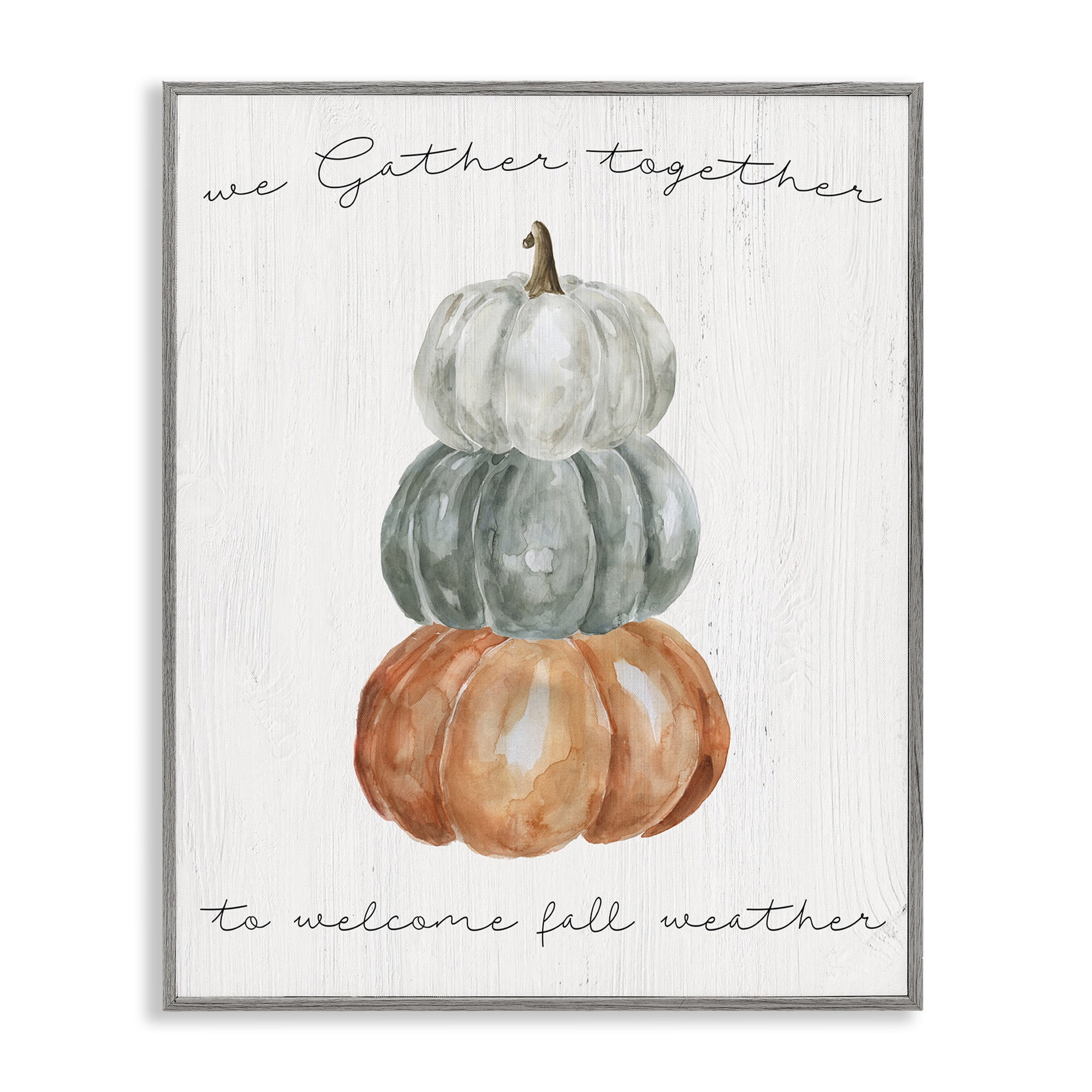 Stupell Industries Gather Together Fall Weather Gray Framed Giclee Art, design by Livi Finn