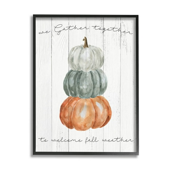 Stupell Industries Gather Together Fall Weather Pumpkins Graphic Art Black Framed Art Print Wall Art, Design by Livi Finn