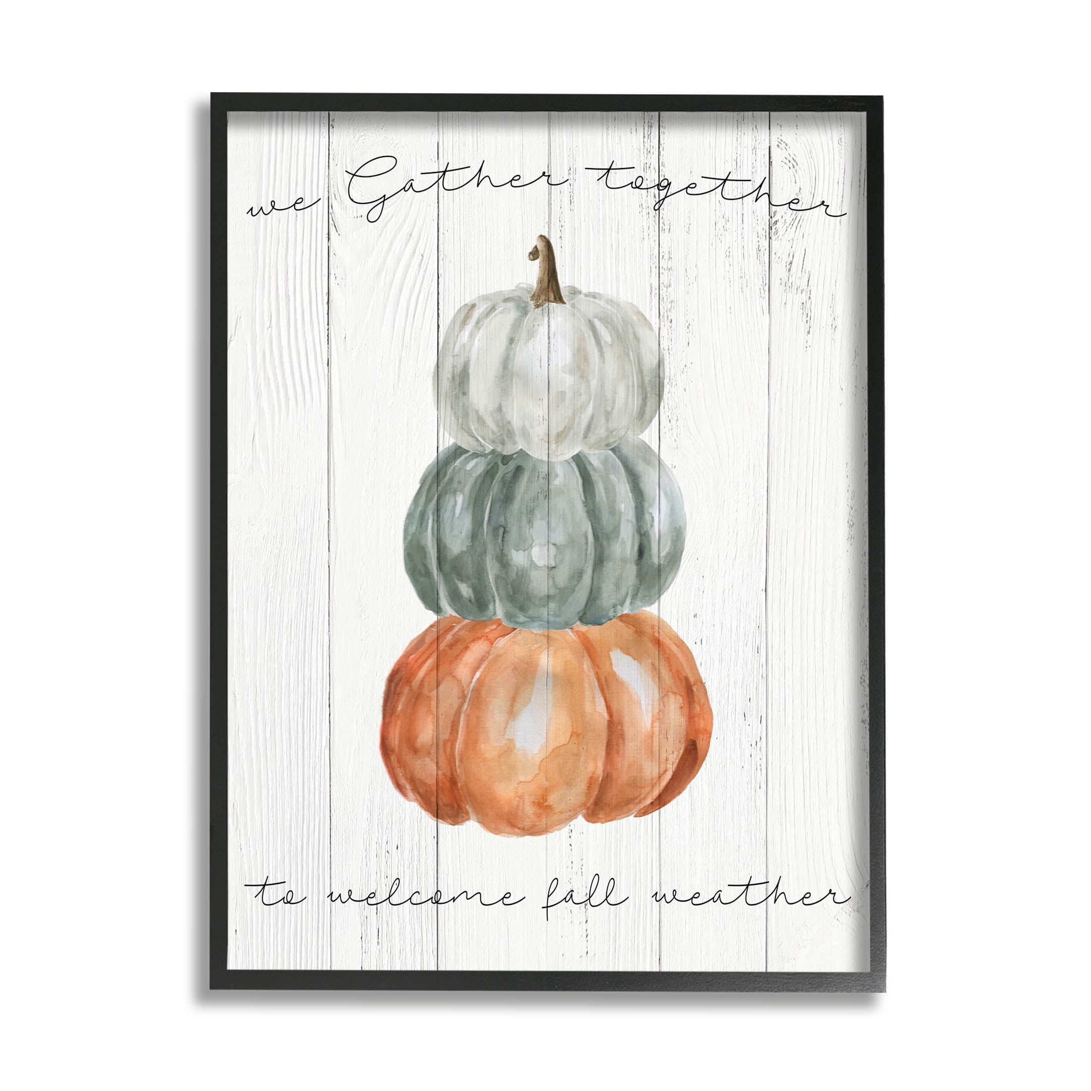 Stupell Industries Gather Together Fall Weather Pumpkins Graphic Art Black Framed Art Print Wall Art, Design by Livi Finn