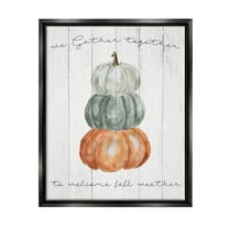 Stupell Industries Gather Together Fall Weather Pumpkins Graphic Art Jet Black Floating Framed Canvas Print Wall Art, Design by Livi Finn
