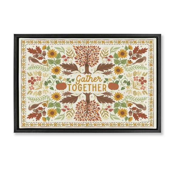 Stupell Industries Gather Together Pattern Landscape Painting Black Floater Framed Canvas Art Prints Wall Art, 25 x 17