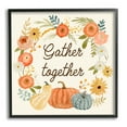 thumbnail image 1 of Stupell Industries Gather Together Phrase Orange Floral Wreath Pumpkin Gourd Modern Painting Black Framed Art Print Wall Art, 12 x 12, Design by Victoria Barnes, 1 of 7