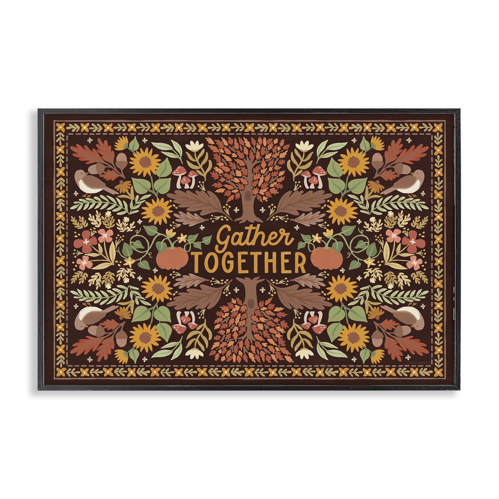 Stupell Industries Gather Together on Brown Landscape Painting Black Framed Art Prints Wall Art, 30 x 20
