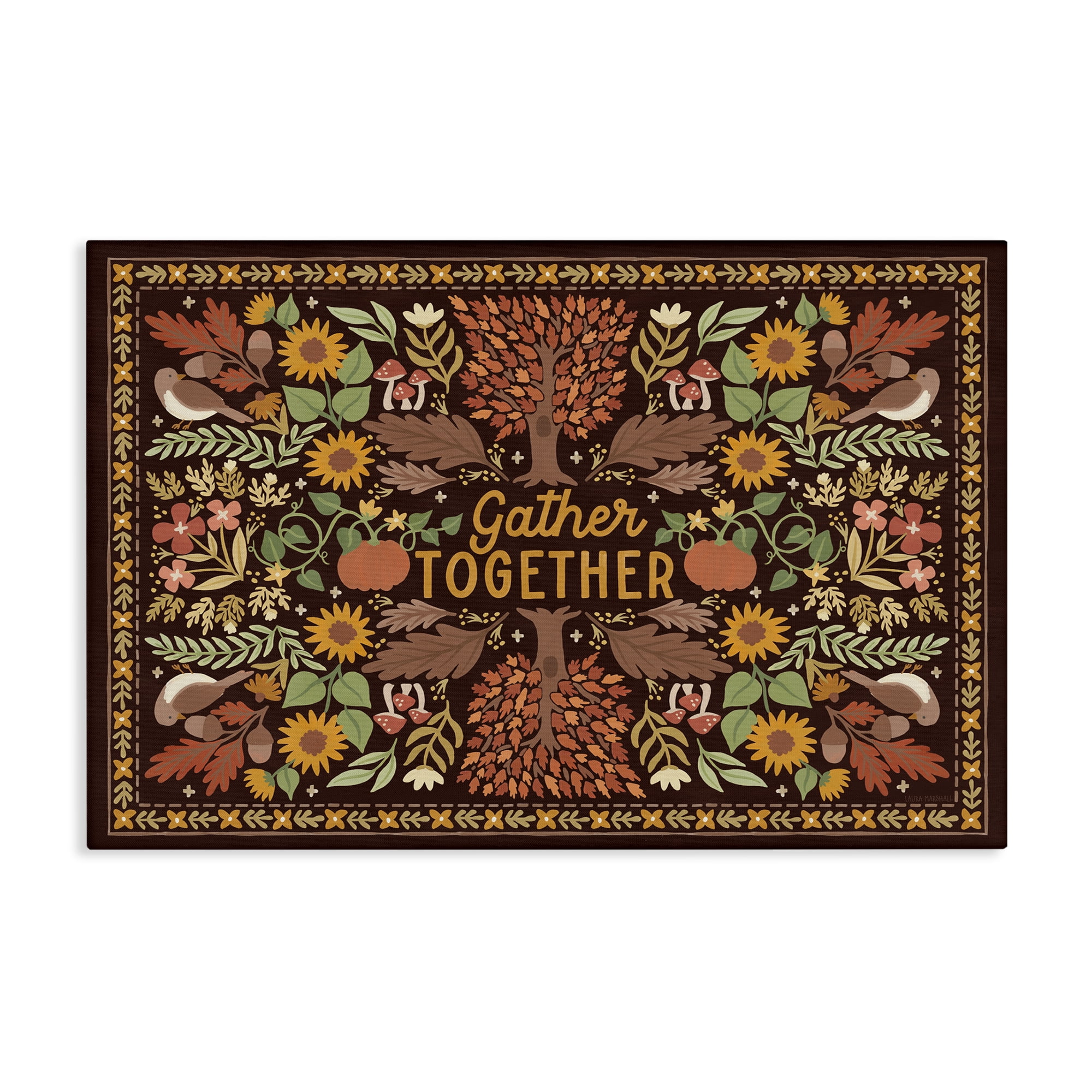 Stupell Industries Gather Together on Brown Landscape Painting Gallery Wrapped Canvas Art Prints Wall Art, 24 x 16