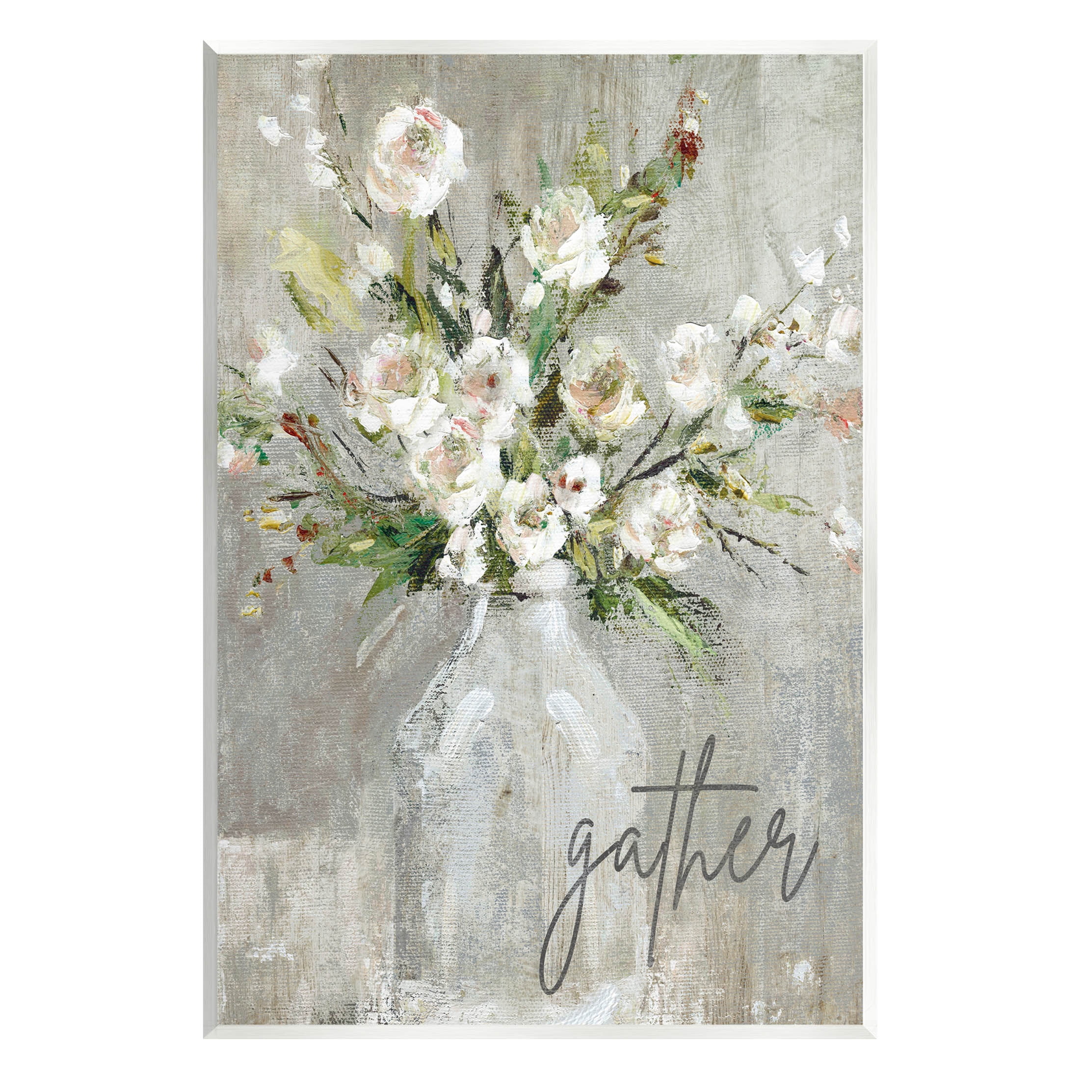 Stupell Industries Gather White Floral Bouquet Graphic Art Unframed Art Print Wall Art, Design by Carol Robinson