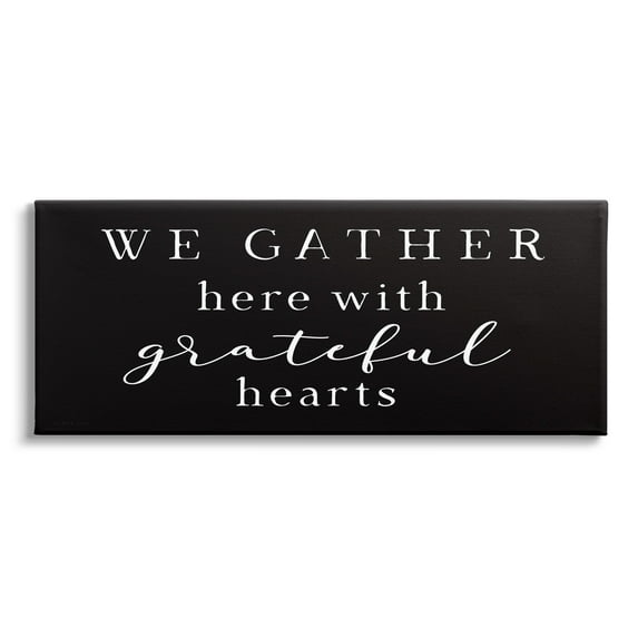 Stupell Industries Gather With Grateful Hearts Family Typography Sign Graphic Art Gallery Wrapped Canvas Print Wall Art, Design by Elizabeth Tyndall