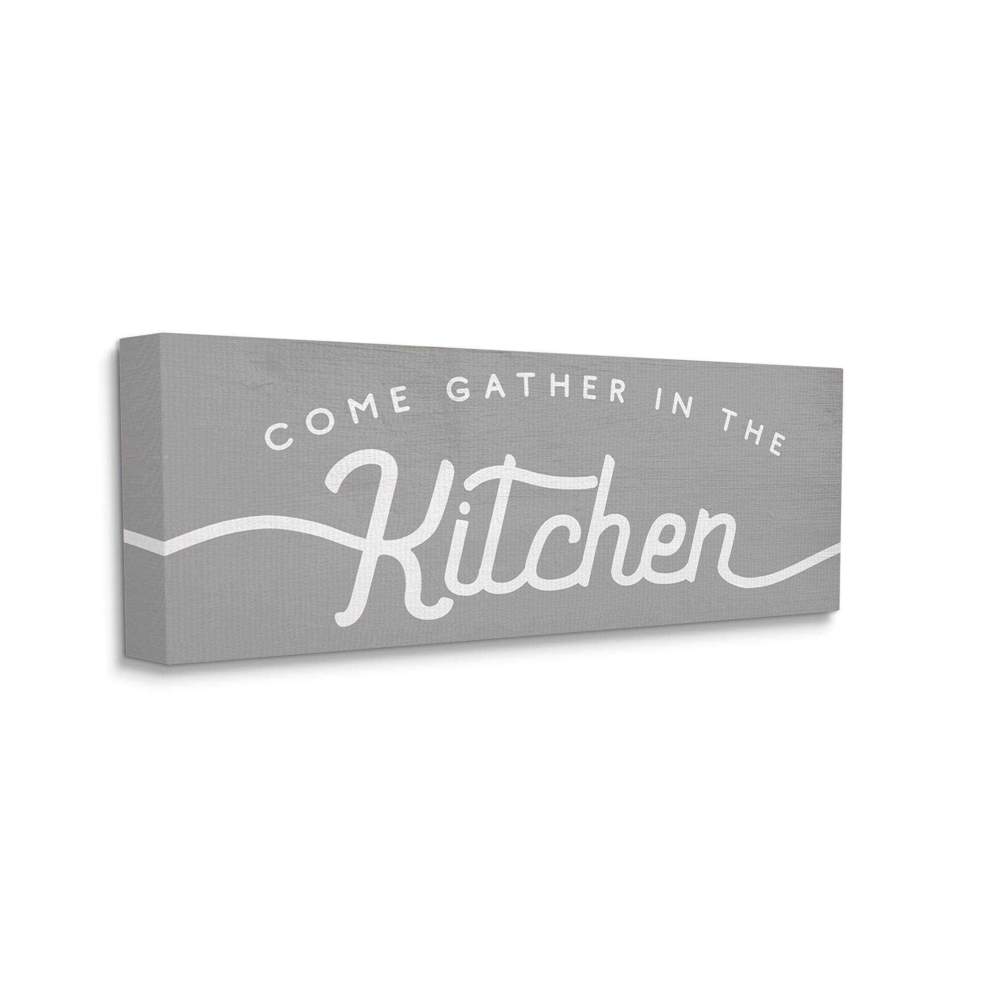 Stupell Industries Gather in the Kitchen Sign Rustic Family Phrase Food & Beverage Painting Gallery Wrapped Canvas Print Wall Art, 10 x 24
