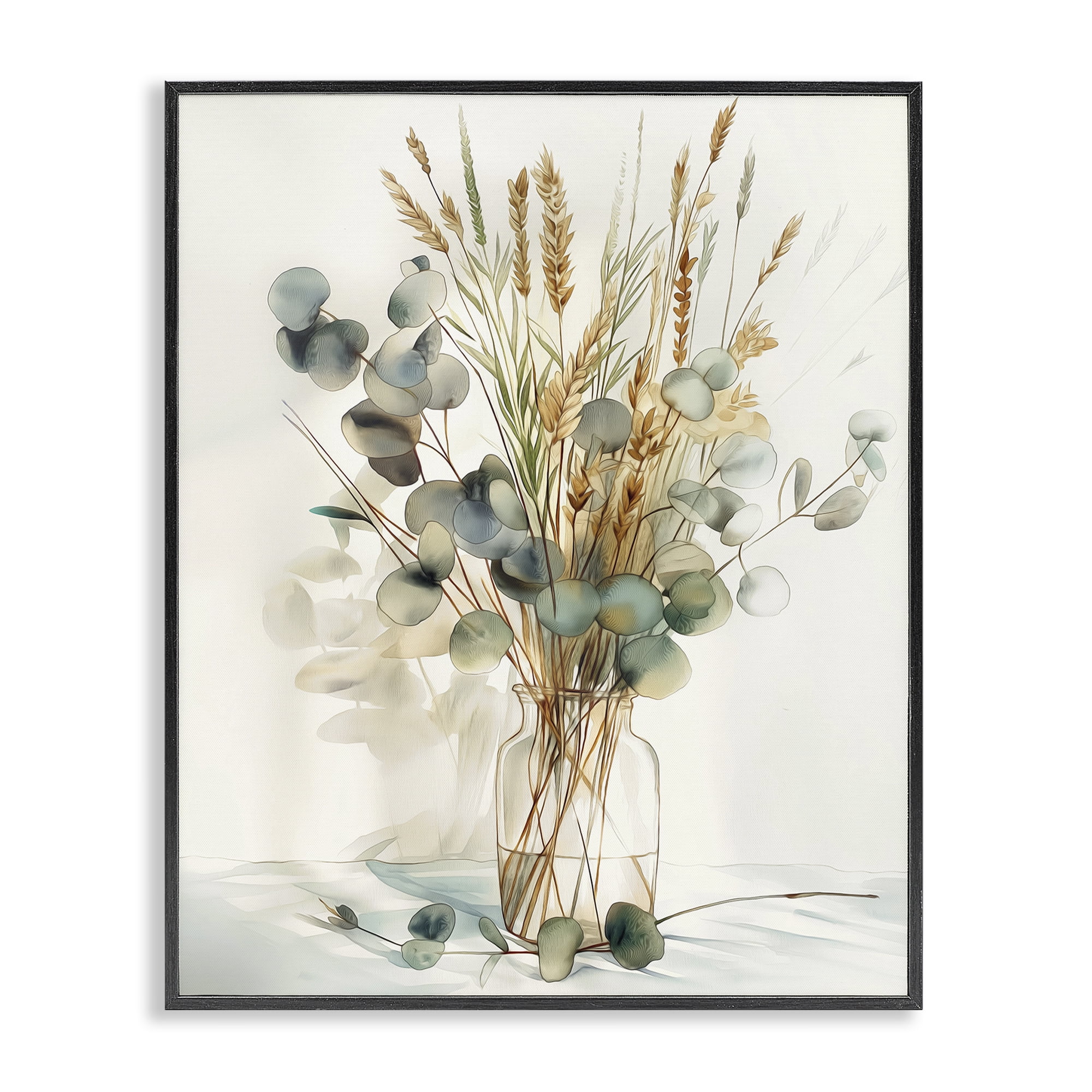 Stupell Industries Gathered Eucalyptus Herbs Plants & Flowers Painting Black Framed Art Print Wall Art, 16 x 20