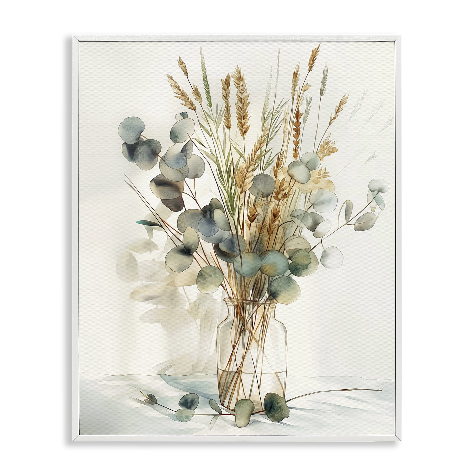 Stupell Industries Gathered Eucalyptus Herbs Plants & Flowers Painting White Framed Art Print Wall Art, 16 x 20