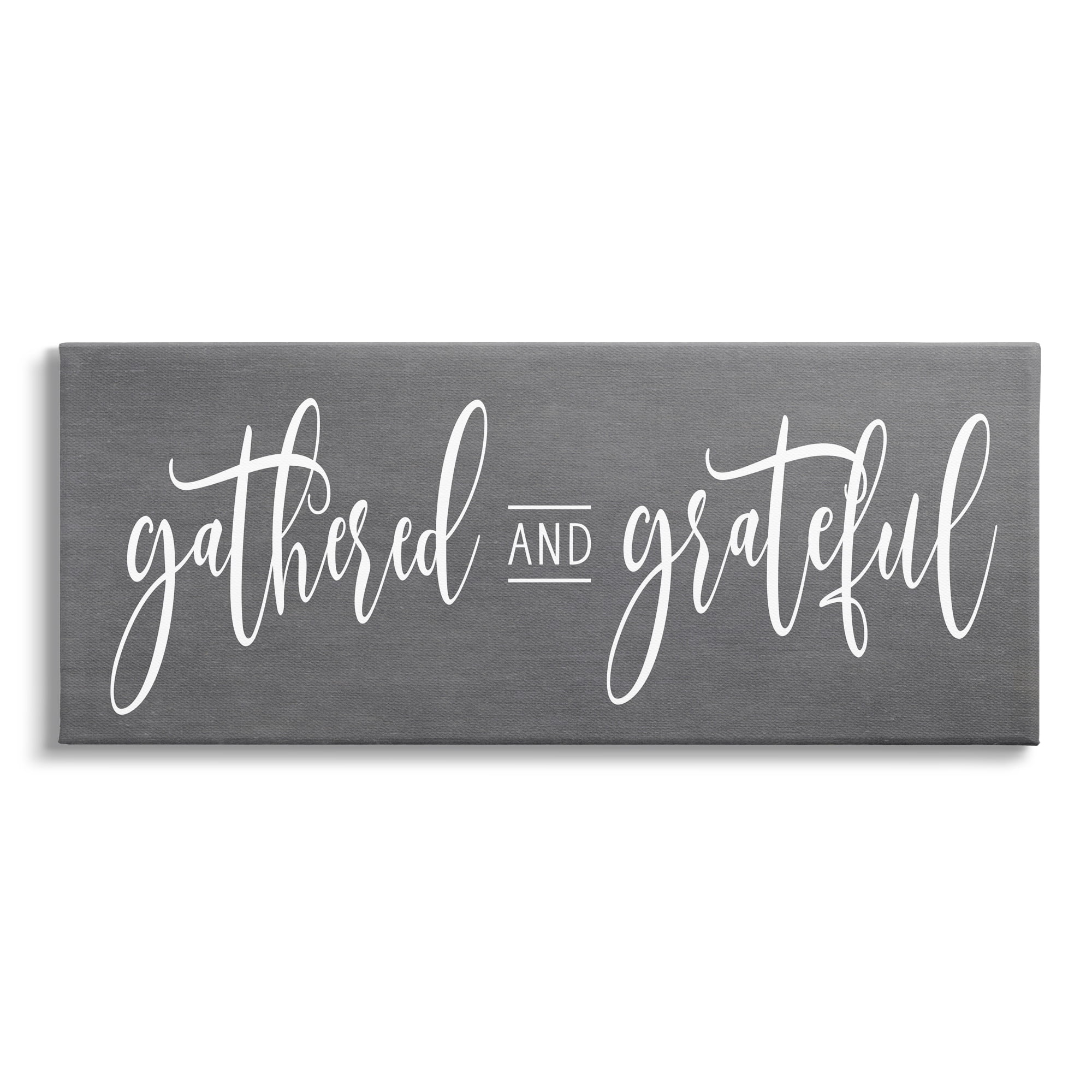 Stupell Industries Gathered & Grateful Fancy Cursive Thankful Family Graphic Art Gallery Wrapped Canvas Print Wall Art, Design by Lettered and Lined