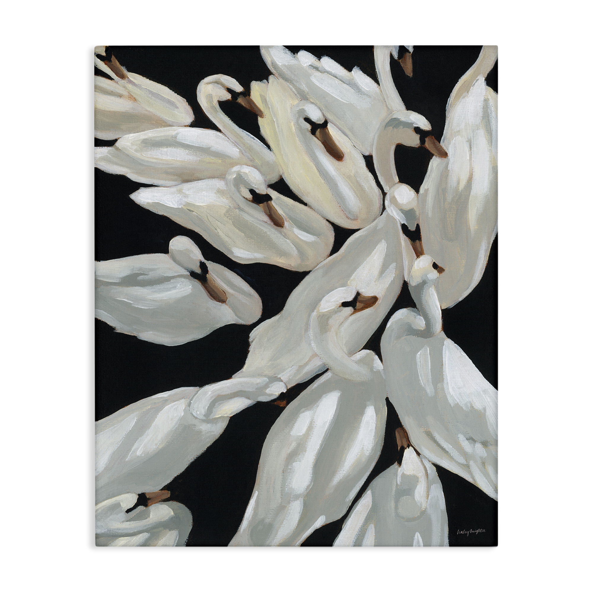 Stupell Industries Gathered Swans Swimming Animals & Insects Painting Gallery Wrapped Canvas Art Print Wall Art, 36 x 48