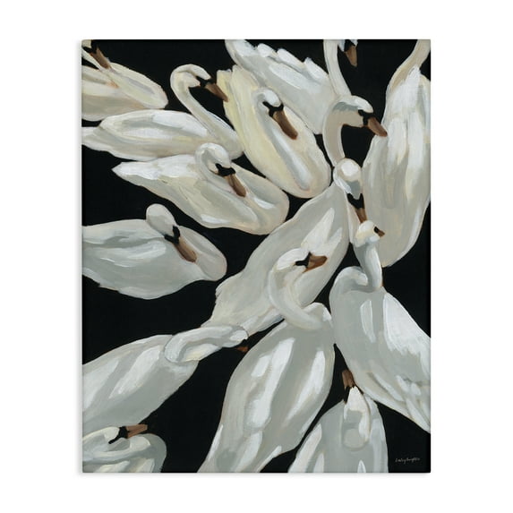 Stupell Industries Gathered Swans Swimming Animals & Insects Painting Gallery Wrapped Canvas Art Print Wall Art, 36 x 48