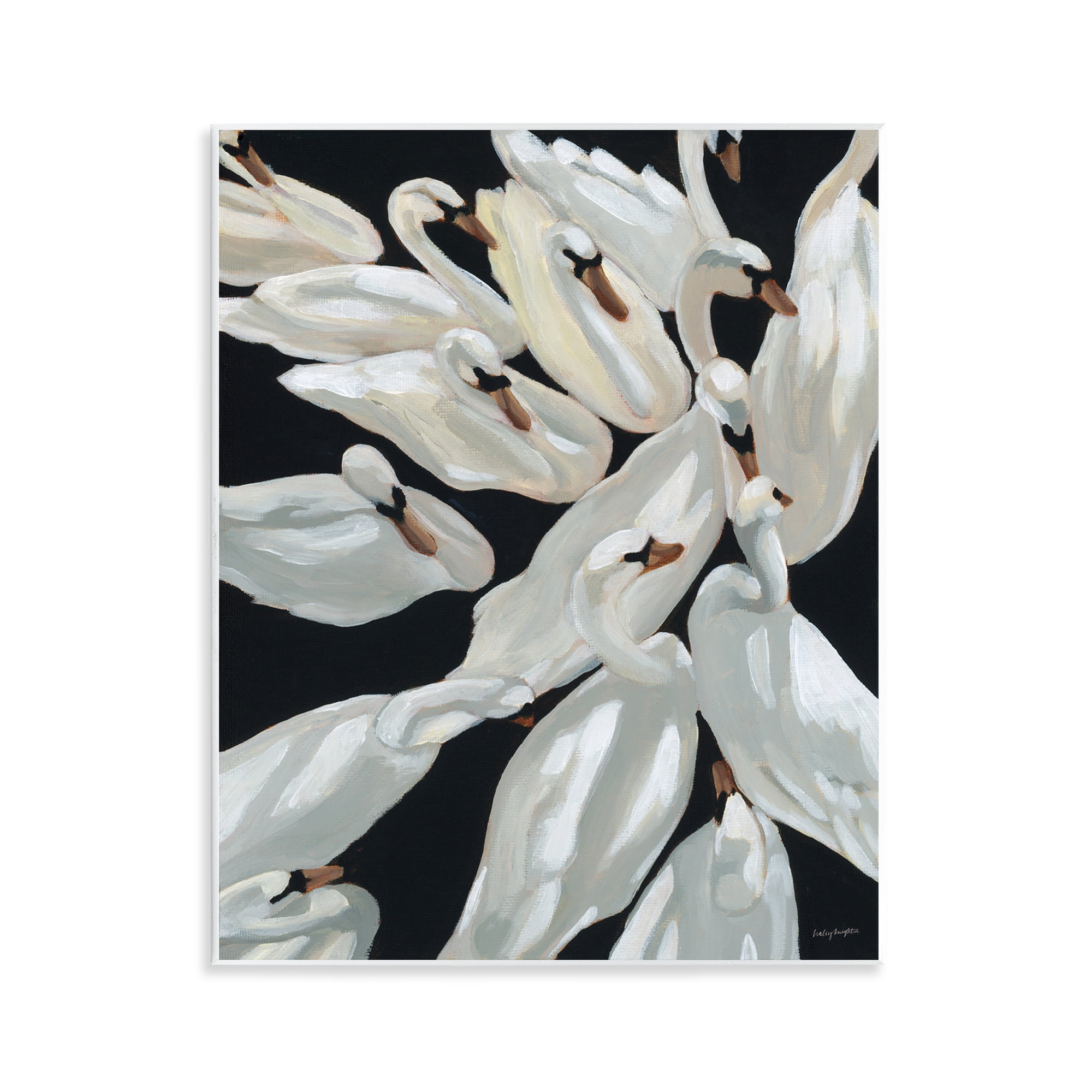 Stupell Industries Gathered Swans Swimming Animals & Insects Painting Unframed Art Print Wall Art, 11 x 14