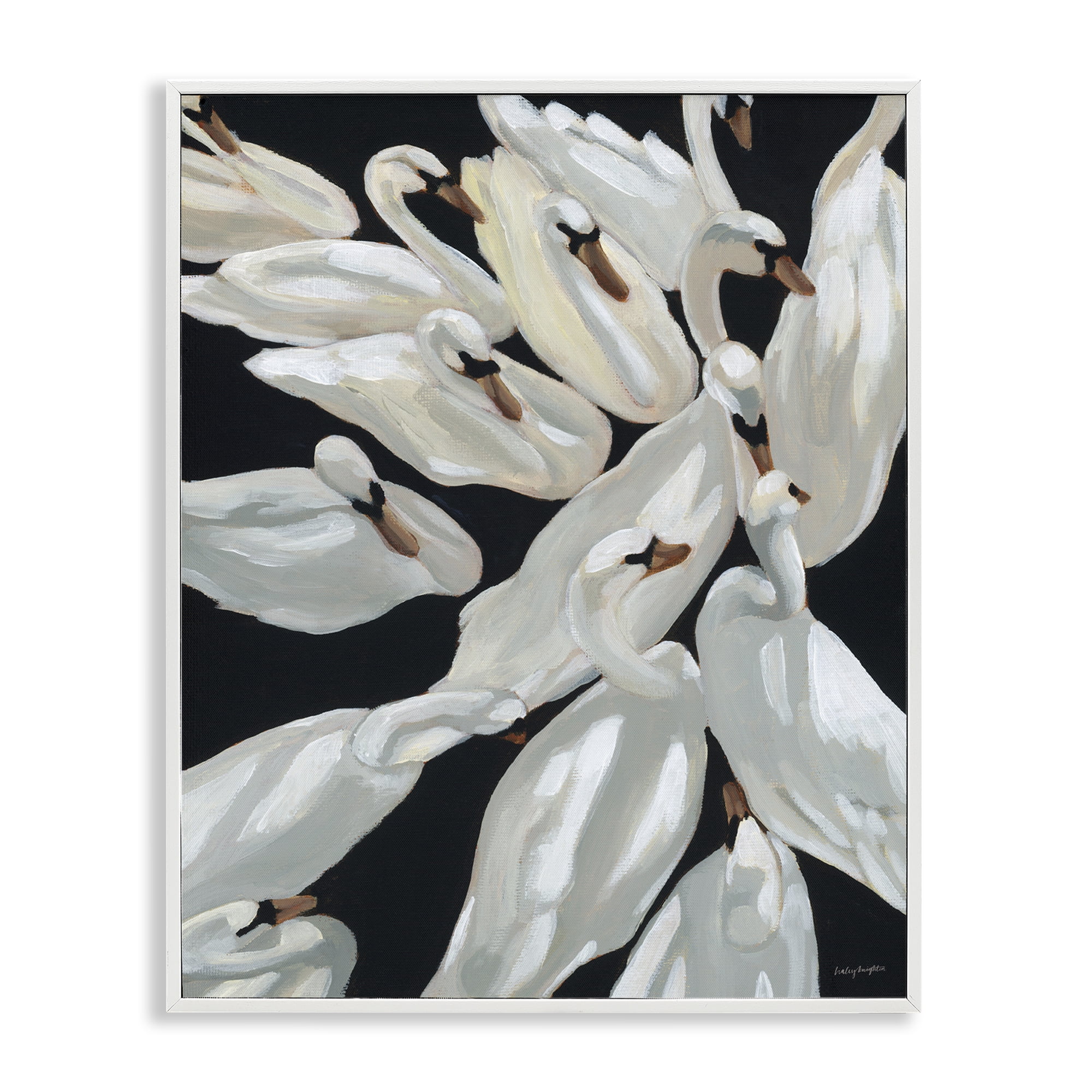 Stupell Industries Gathered Swans Swimming Animals & Insects Painting White Framed Art Print Wall Art, 11 x 14