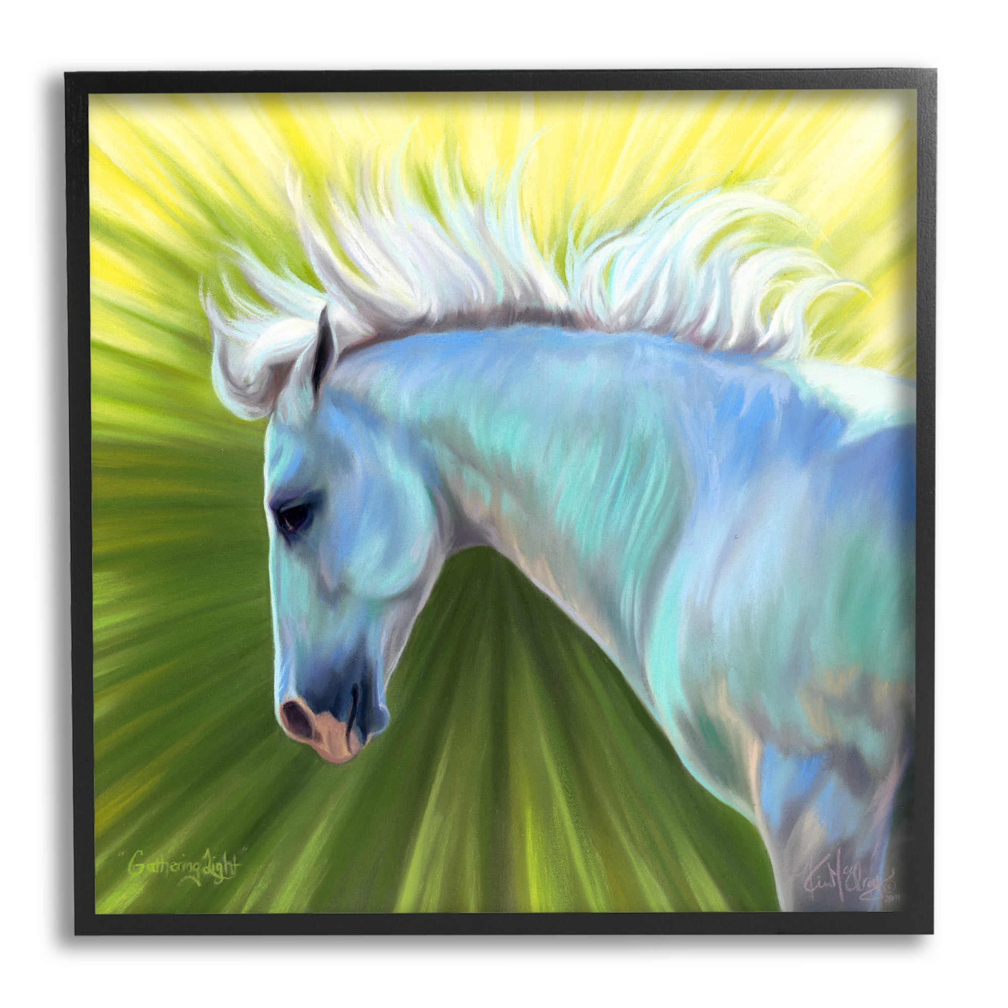 Stupell Industries Gathering Light Horse Animals & Insects Painting Black Framed Art Print Wall Art, 12 x 12