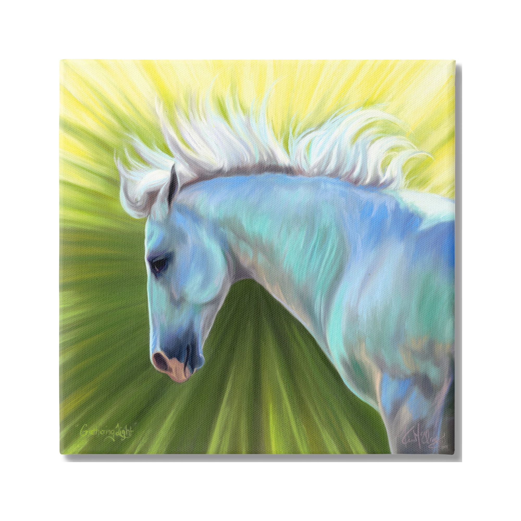 Stupell Industries Gathering Light Horse Animals & Insects Painting Gallery Wrapped Canvas Art Print Wall Art, 17 x 17