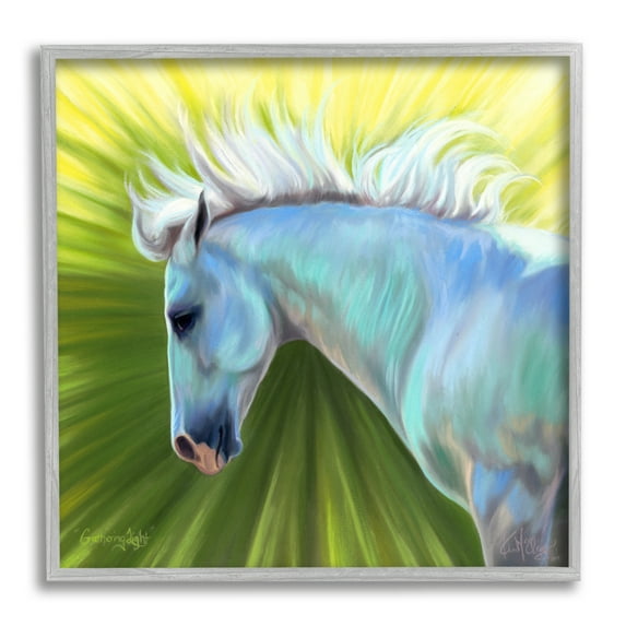 Stupell Industries Gathering Light Horse Animals & Insects Painting Gray Framed Art Print Wall Art, 24 x 24