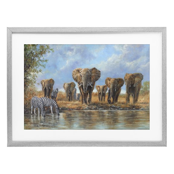 Stupell Industries Gathering Of Giants Scene Gray Framed Print Under Glass design by David Stribbling, 14 x 20