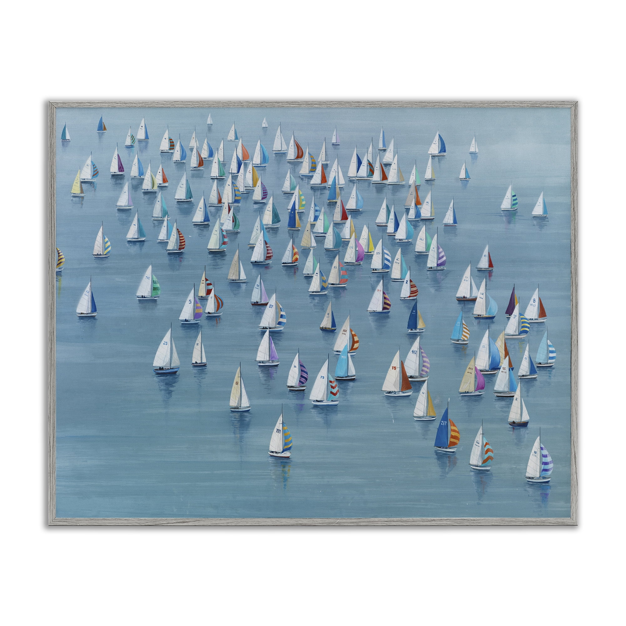 Stupell Industries Gathering Of Sails Transportation Painting Gray Framed Art Print Wall Art, 20 x 16