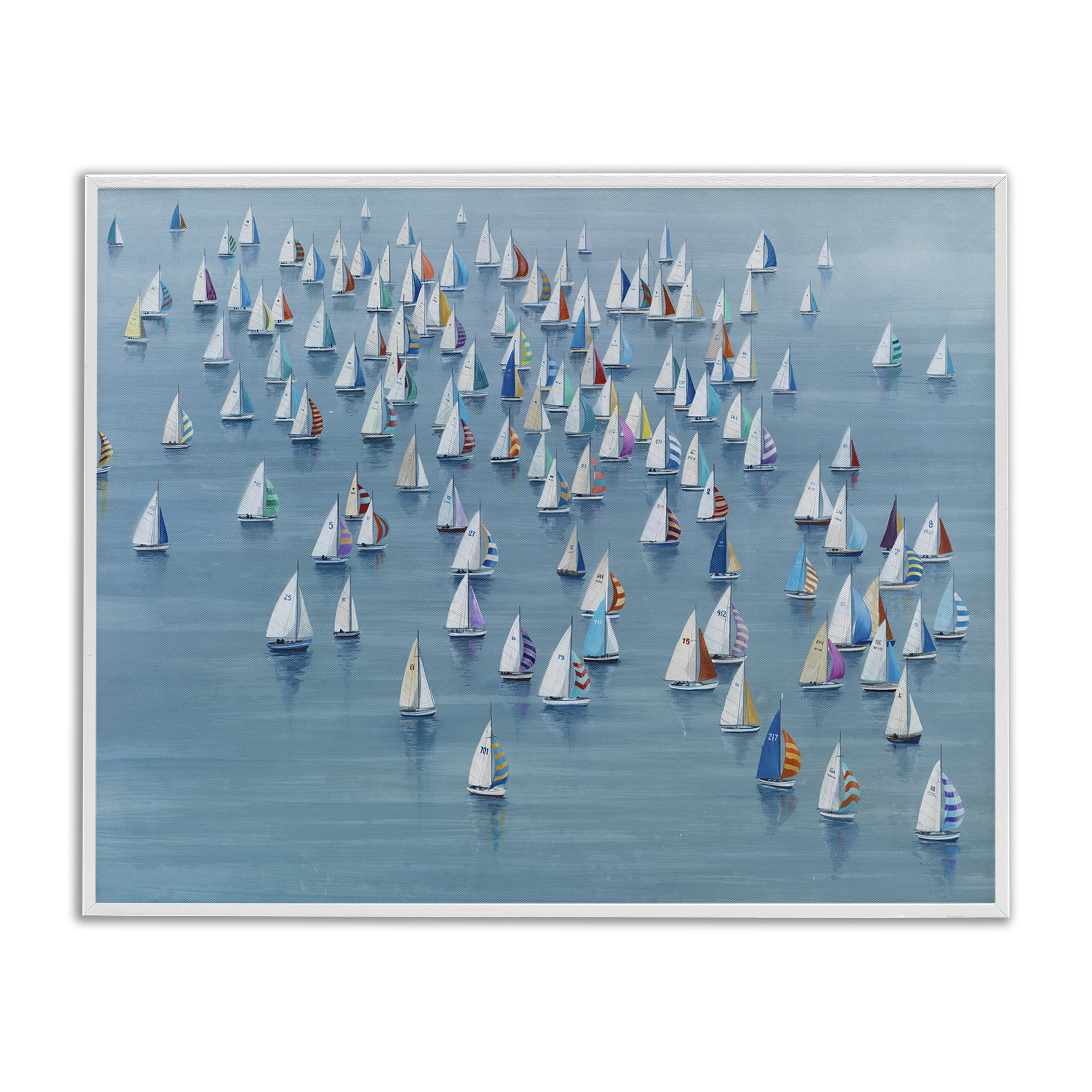 Stupell Industries Gathering Of Sails Transportation Painting White Framed Art Print Wall Art, 20 x 16