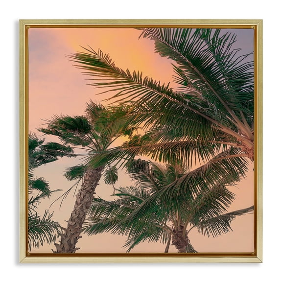 Stupell Industries Gathering Palms at Sunset Gold Framed Floater Canvas Wall Art design by Susan Jill, 25 x 25