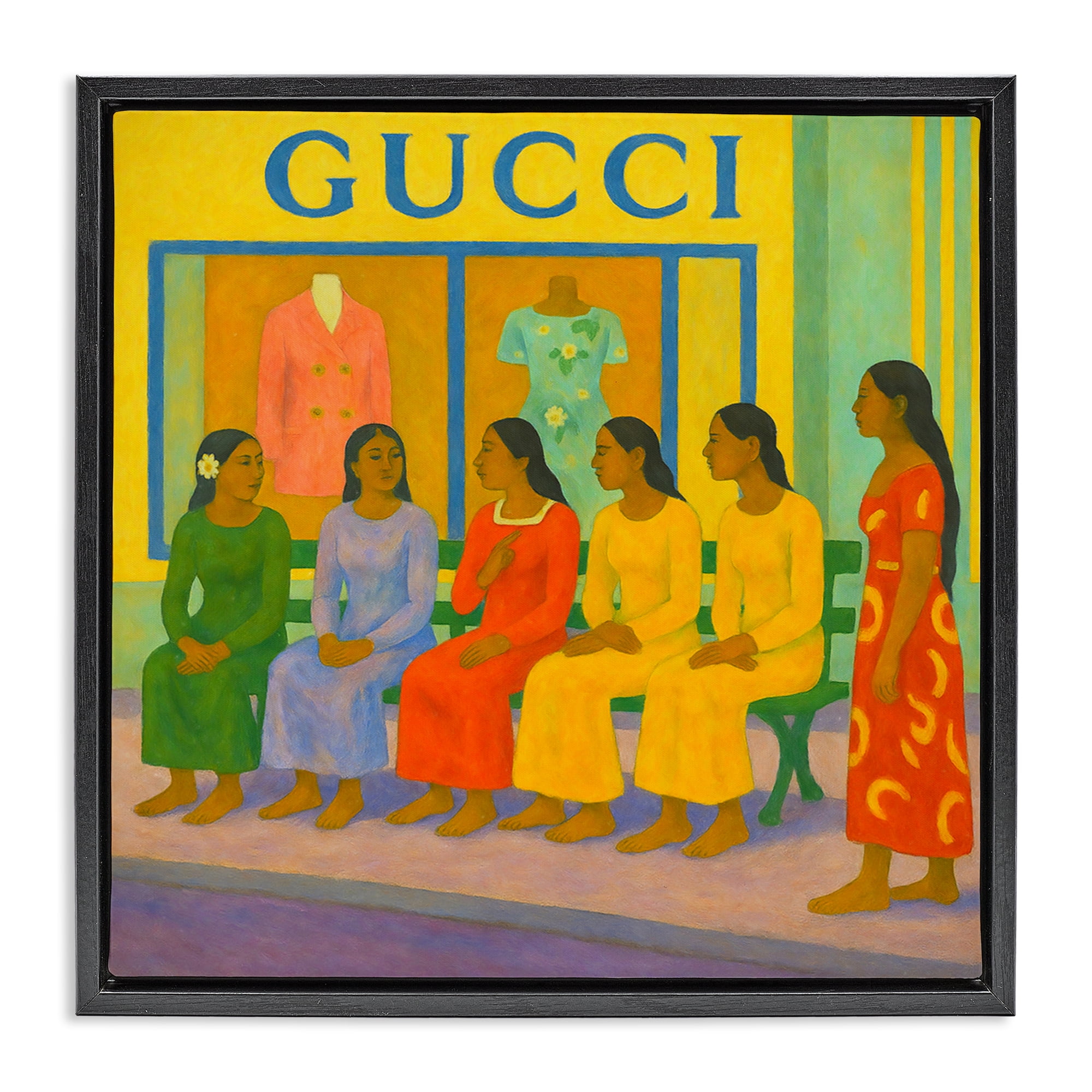 Stupell Industries Gaugin Style Glam Black Framed Floater Canvas Wall Art, design by Grotto Studios