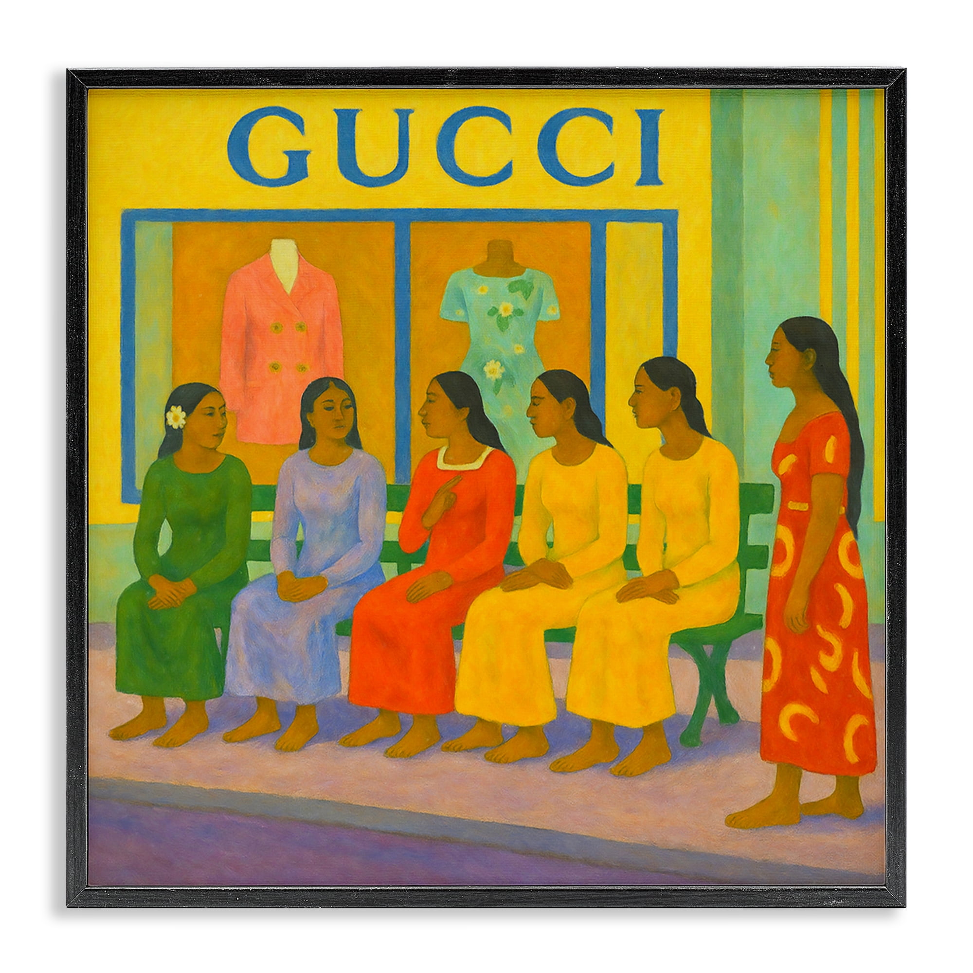 Stupell Industries Gaugin Style Glam Black Framed Giclee Art, design by Grotto Studios