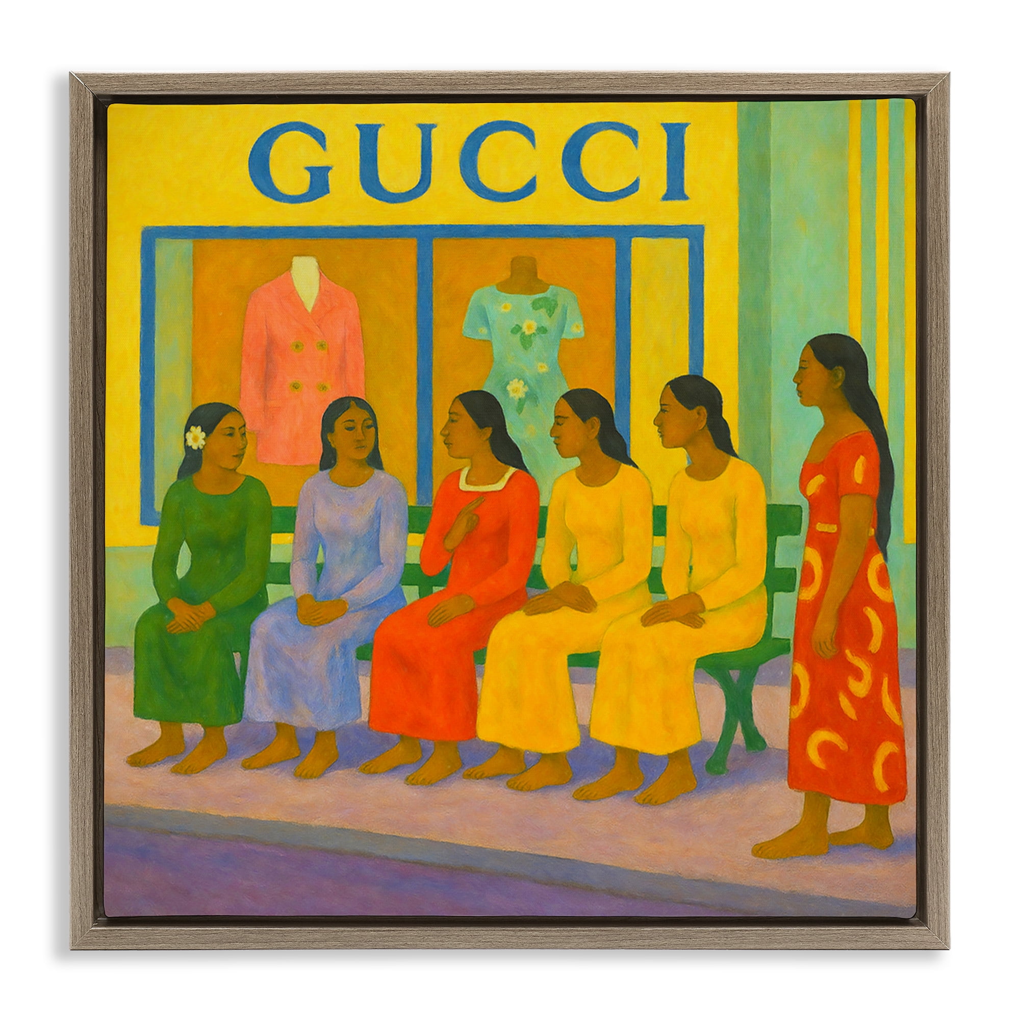 Stupell Industries Gaugin Style Glam Brown Framed Floater Canvas Wall Art, design by Grotto Studios