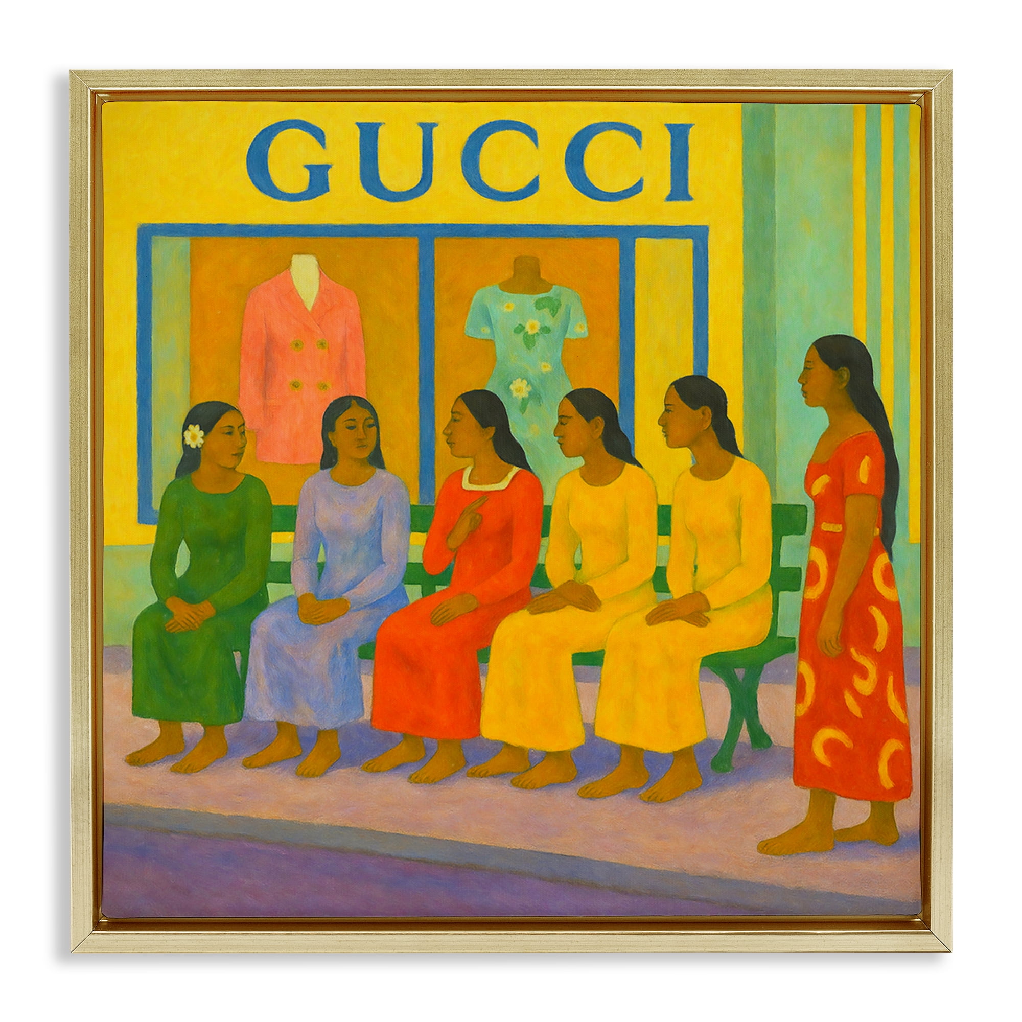 Stupell Industries Gaugin Style Glam Gold Framed Floater Canvas Wall Art, design by Grotto Studios