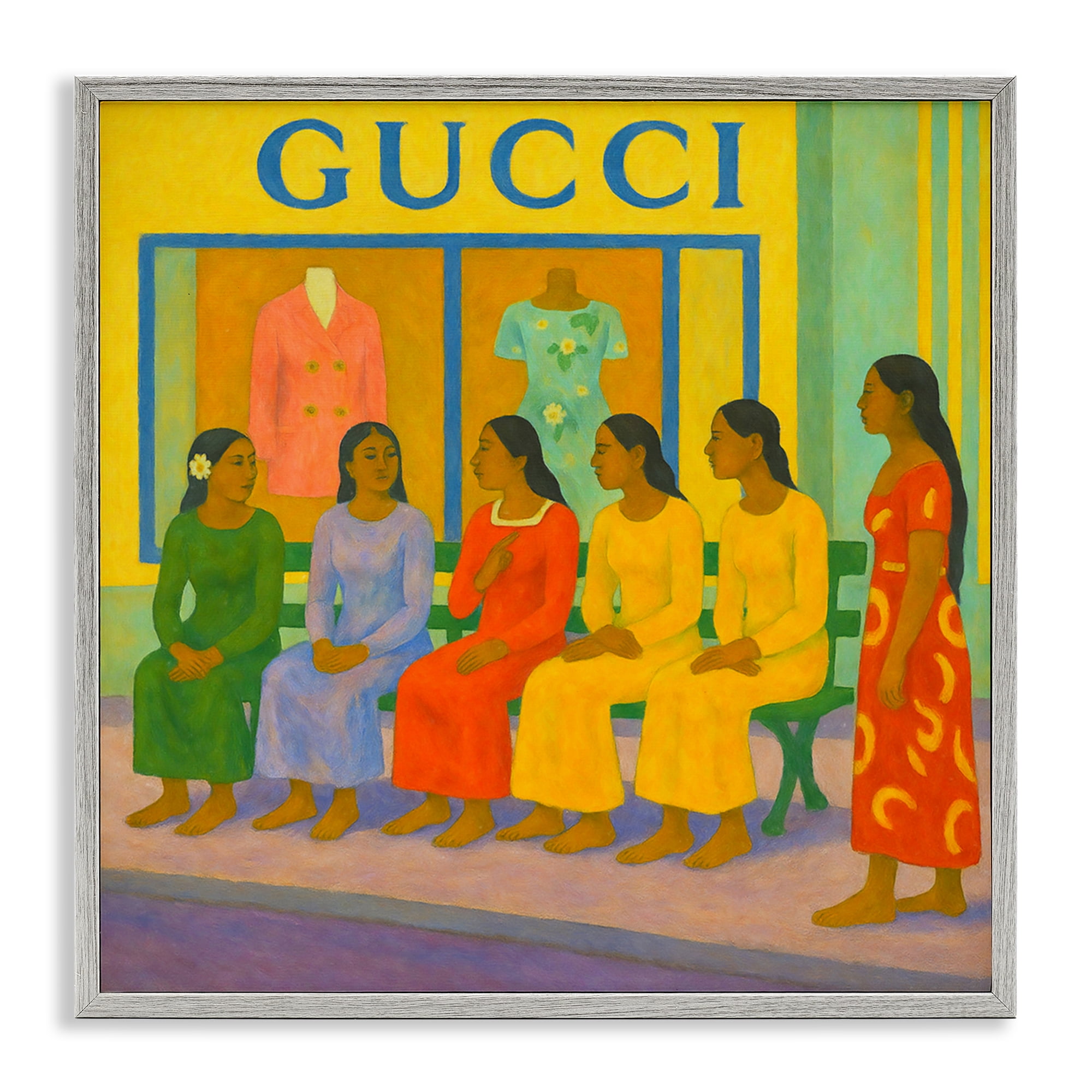 Stupell Industries Gaugin Style Glam Gray Framed Giclee Art, design by Grotto Studios