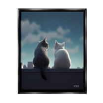 Stupell Industries Gazing Cat Pair Animals & Insects Painting Black Floater Framed Canvas Art Print Wall Art, 17 x 21