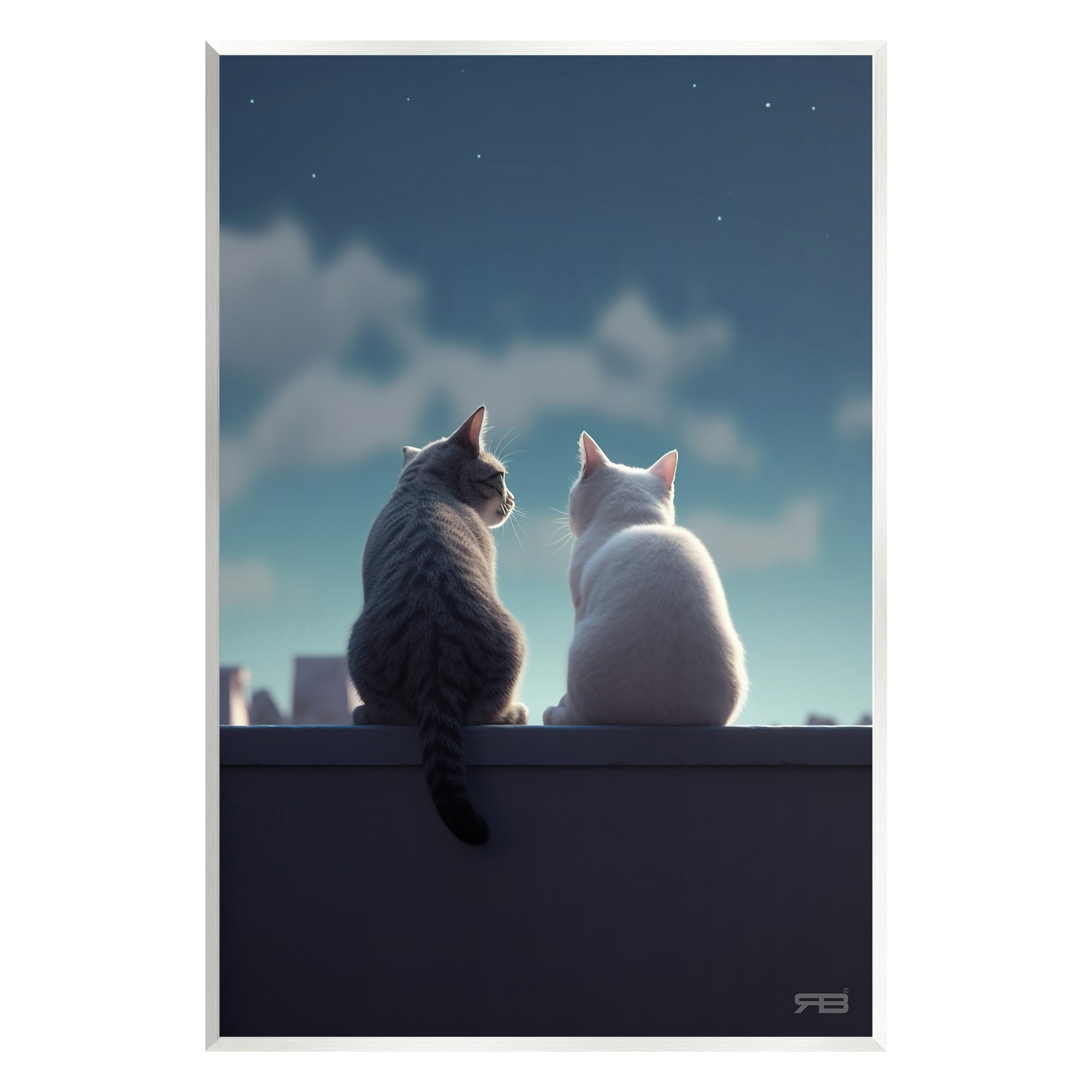 Stupell Industries Gazing Cat Pair Animals & Insects Painting Unframed Art Print Wall Art, 10 x 15