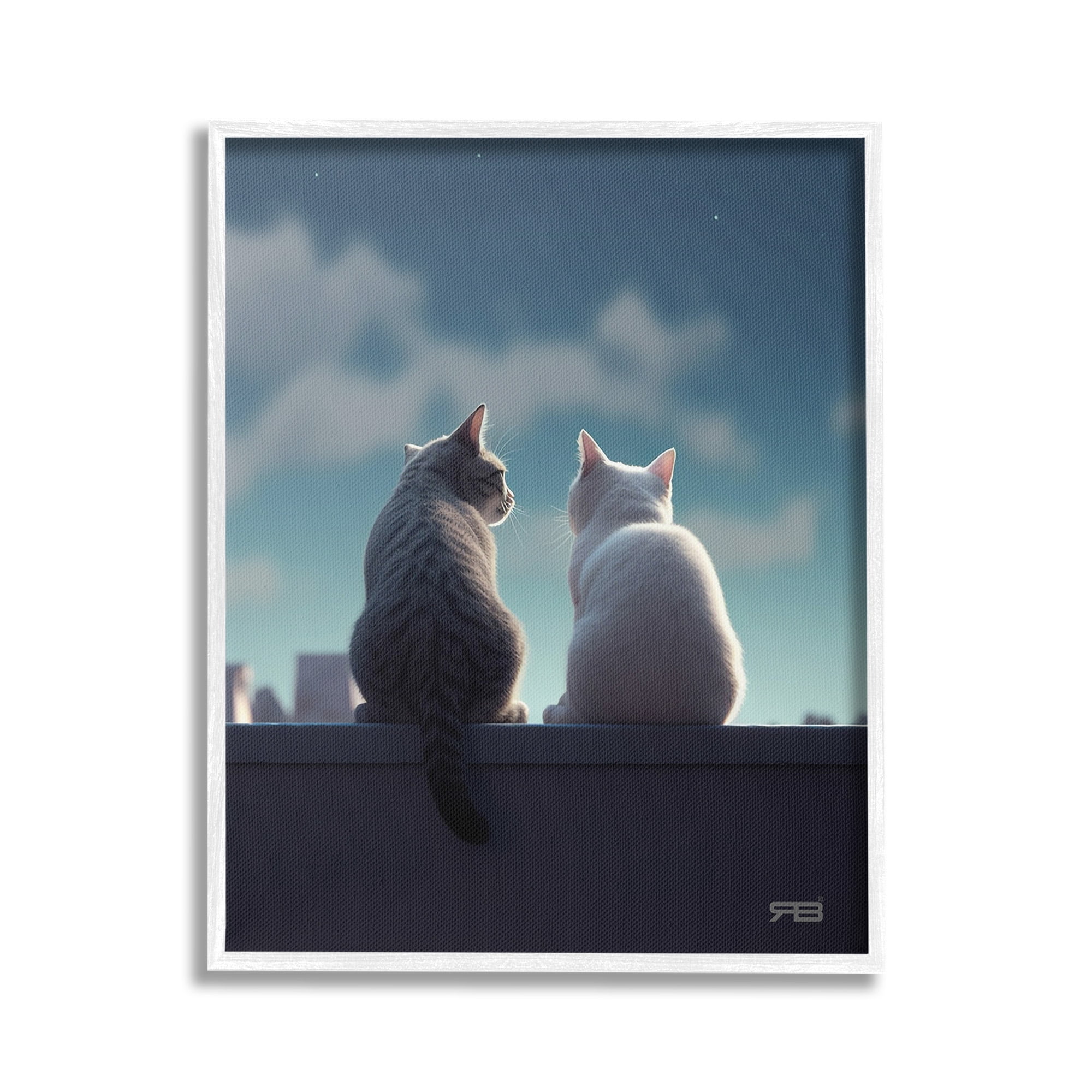 Stupell Industries Gazing Cat Pair Animals & Insects Painting White Framed Art Print Wall Art, 24 x 30