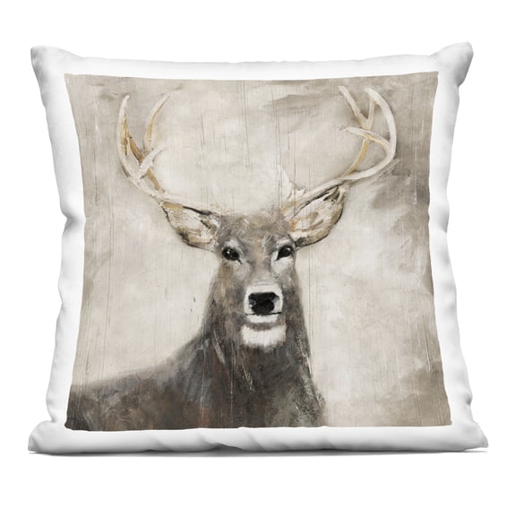 Stupell Industries Gazing Deer in Neutrals Design by Sally Swatland Throw Pillow