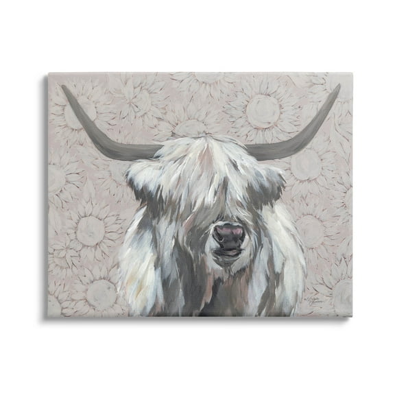Stupell Industries Gazing Highland Cattle Sunflower Pattern Painting Gallery Wrapped Canvas Print Wall Art, Design by Michele Norman