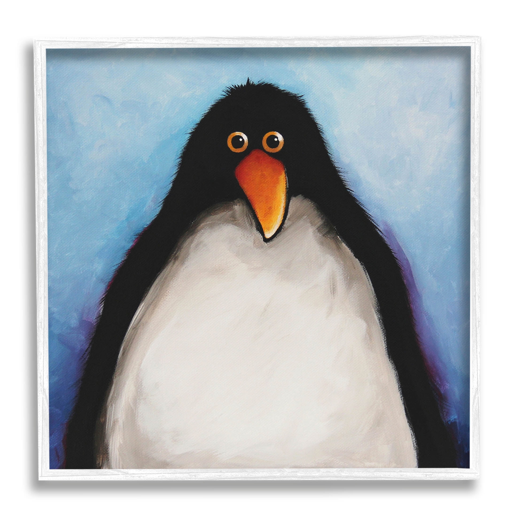 Stupell Industries Gazing Penguin Portrait Painting White Framed Art Print Wall Art, Design by Lucia Stewart