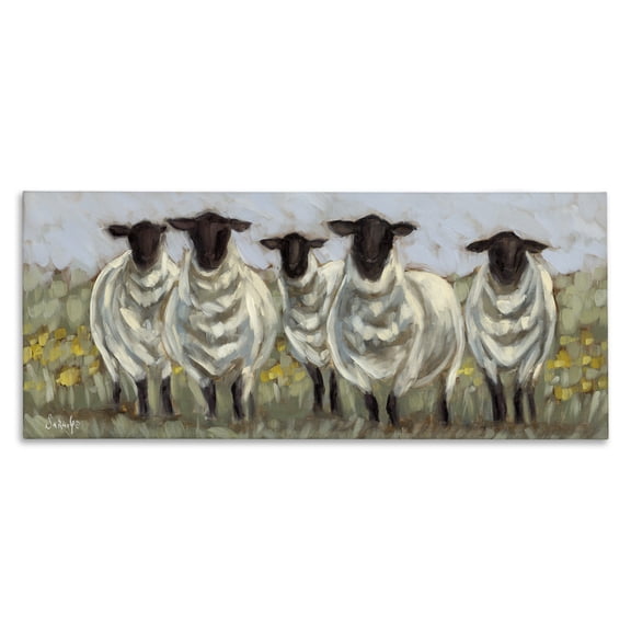 Stupell Industries Gazing Sheep Impression Animals Painting Wrapped Canvas Art Print Wall Art, 40 x 17