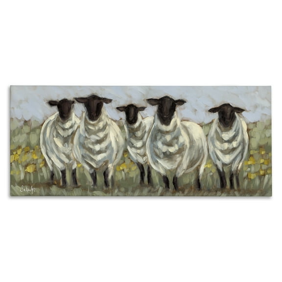 Stupell Industries Gazing Sheep Impression Animals Painting Wrapped Canvas Art Print Wall Art, 48 x 20