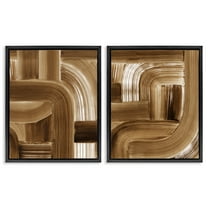 Stupell Industries Gentle Brown Brushstrokes Abstract Painting Black Floater Framed Canvas Art Print Wall Art, 17 x 21, Set of 2