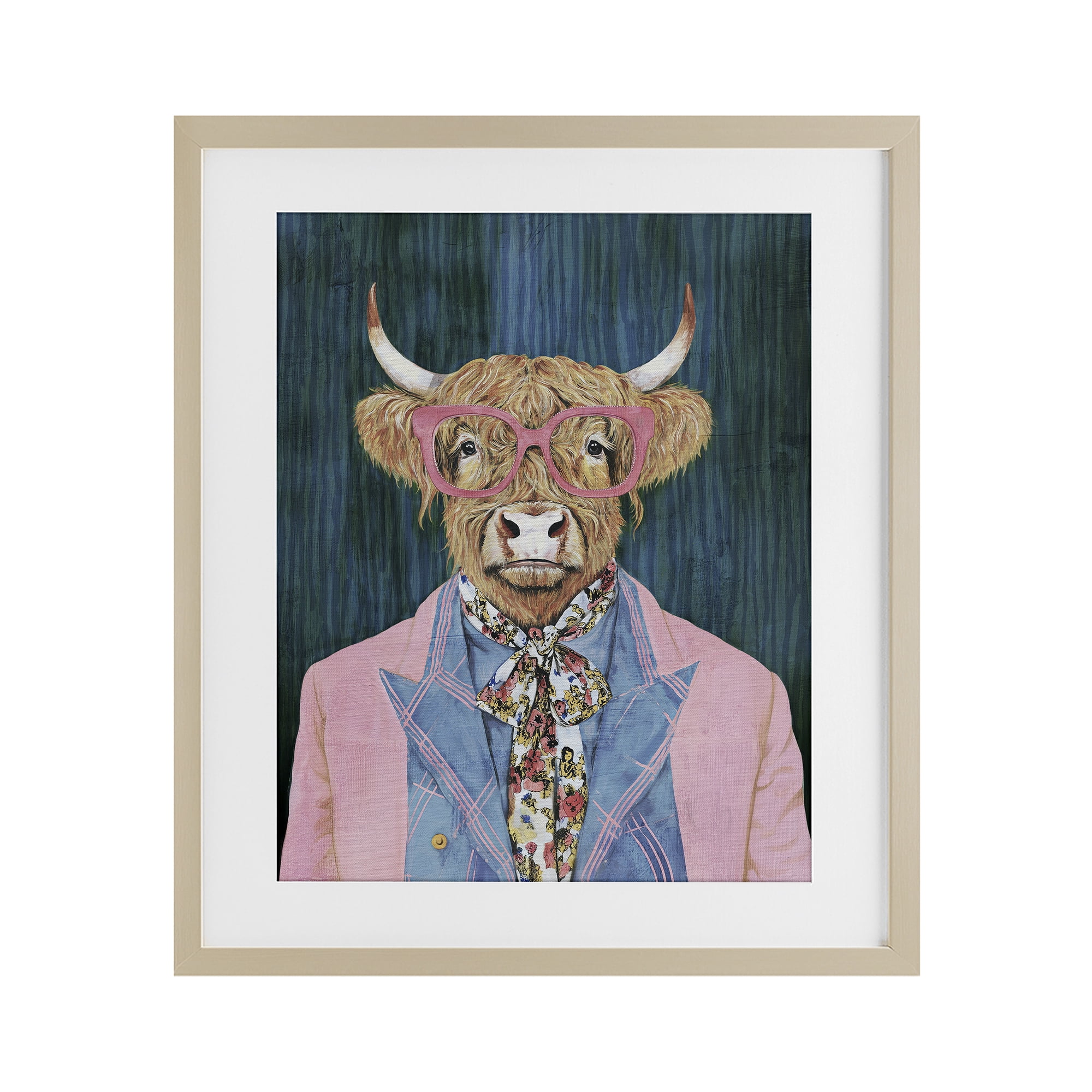 Stupell Industries Gentle Bull Portrait Birch Framed Print Under Glass, design by Svetlana Aleynikova